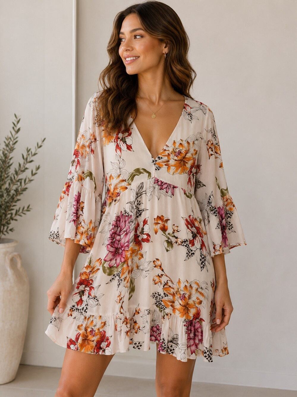 Label of Love Floral Dress Cottagecore Boho Romantic Garden Party Size L